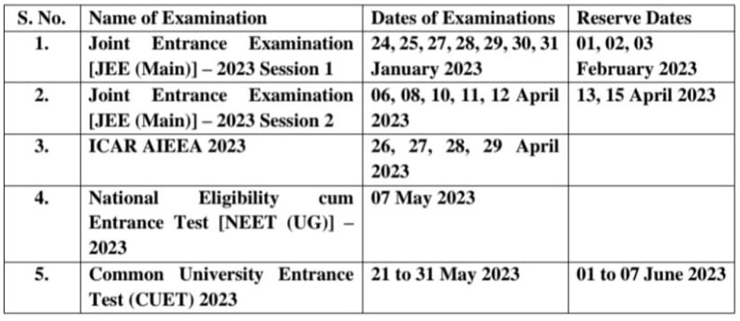 NTA Release Dates Of Entrance Exams For Academic Year 2023-24 – Way2Barak